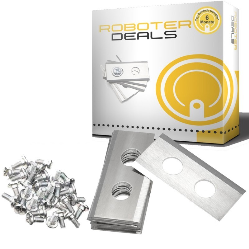 Edelstahlmesser, Rasier-Klingen, Ersatzmesser inkl. Schrauben (15 Stück) mit Doppelloch für Scheppach RoboCut