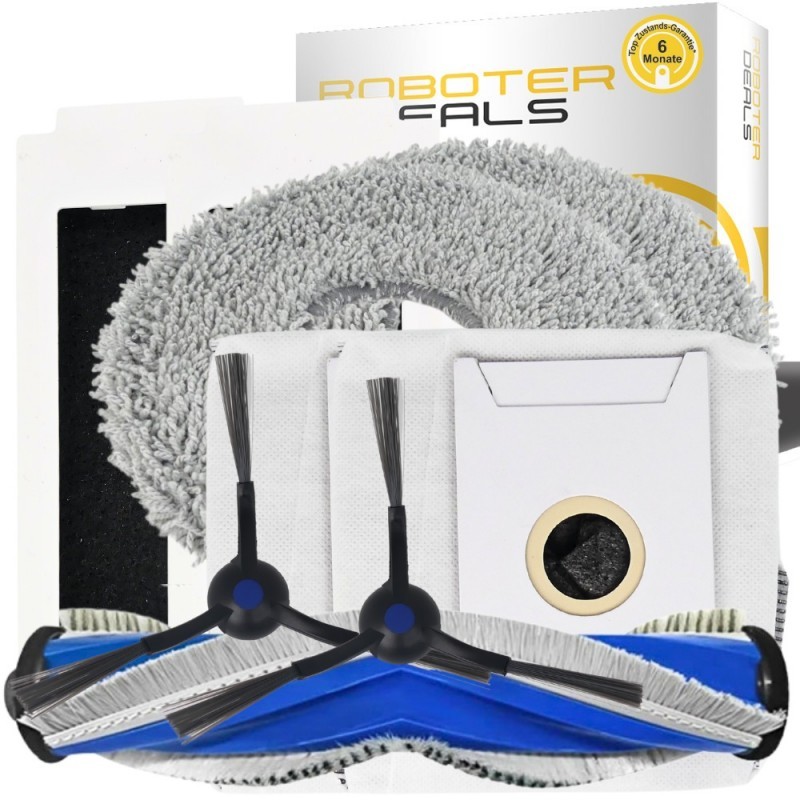 Zubehör Set, Ersatzteile Kit für Ecovacs Deebot T30s (2x Beutel, 2x Filter, 2x Seitenbürste, 2x Pad, 1x Hauptbürste)