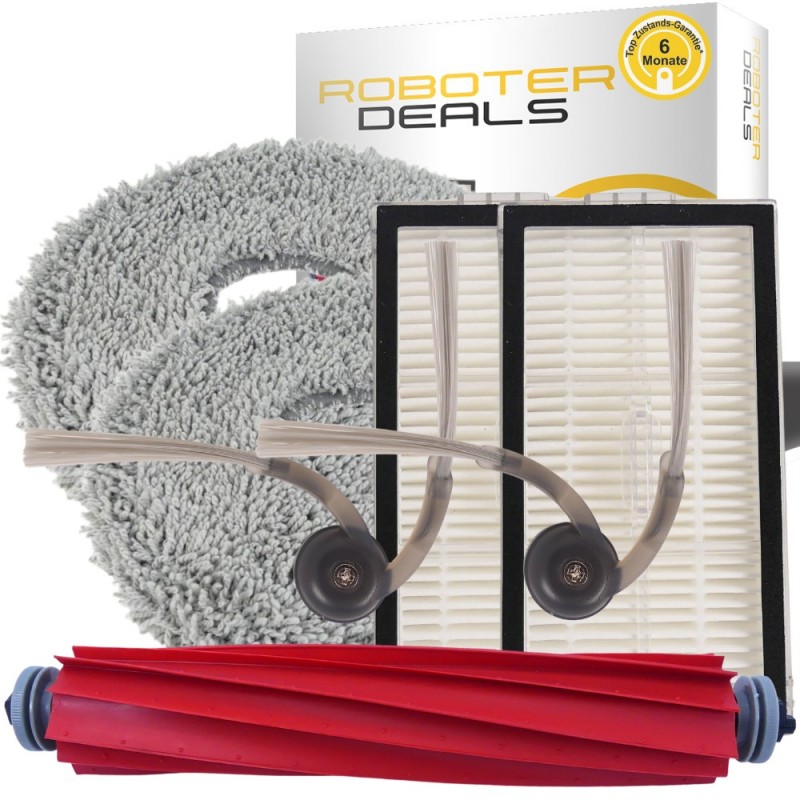 Zubehör Set, Ersatzteile für Roborock QV 35A (2x Filter, 2x Pad, 2x Seitenbürste in weiss, 1x Hauptbürste)