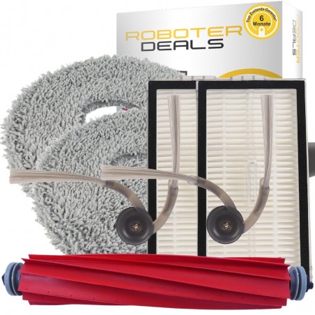 Zubehör Set, Ersatzteile für Roborock QV 35A (2x Filter, 2x Pad, 2x Seitenbürste in weiss, 1x Hauptbürste)