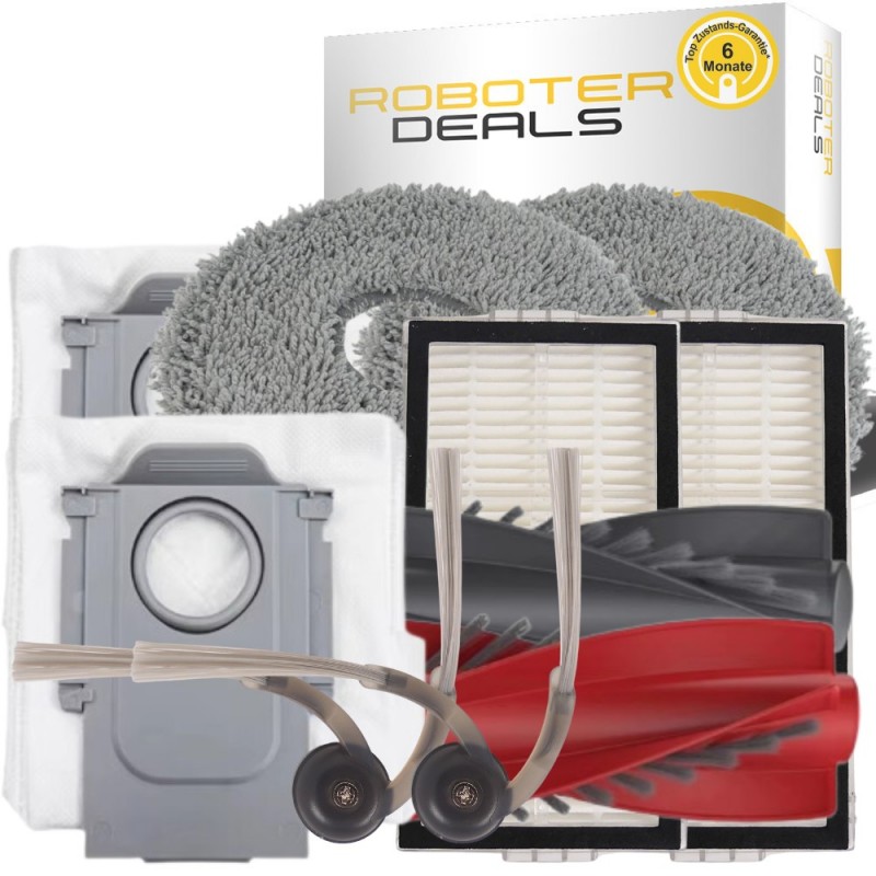 Zubehör Set, Ersatzteile Kit für Roborock Saros 10R (2x Filter, 1x Hauptbürste, 2x Pad, 2x Seitenbürste, 2x Staubbeutel)
