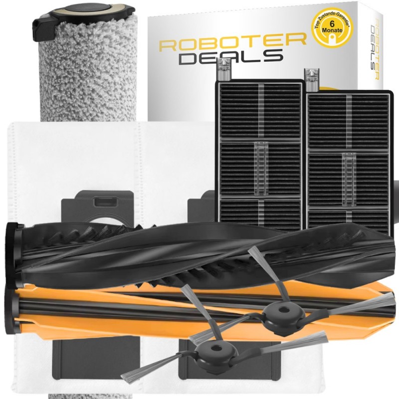 Zubehör Set, Ersatzteile für Dreame Aqua10 Ultra Roller Complete (2x Pad, 2x Seitenbürste, 2x Filter, 2x Bürste, 2x Beutel)