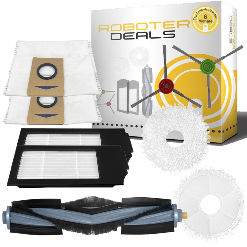 Zubehör Set, Ersatzteile Kit für Ecovacs Deebot X1 OMNI u. X1 Plus (1x HB, 2x SB, 2x Pad, 2x Filter, 2x Beutel)