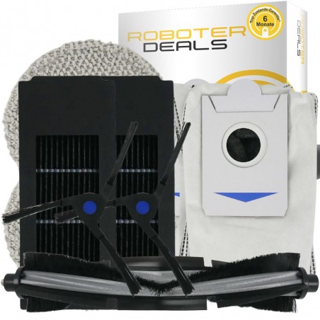 Zubehör Set, Ersatzteile Kit für Ecovacs Deebot X2 OMNI (1x Hauptbürste, 2x Seitenbürste, 2x Pad, 2x Filter, 2x Beutel)